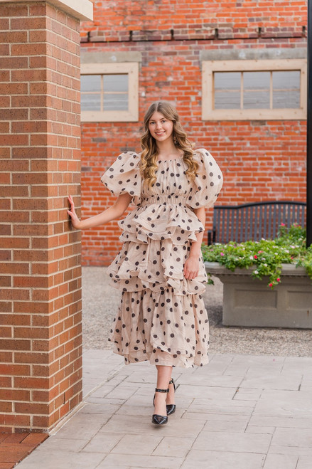 Rosalynne Puff Sleeve Layered Dress - Polka Dot 