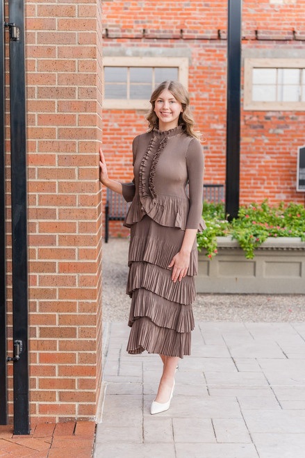 Mikayla Ruffle Dress - Mocha