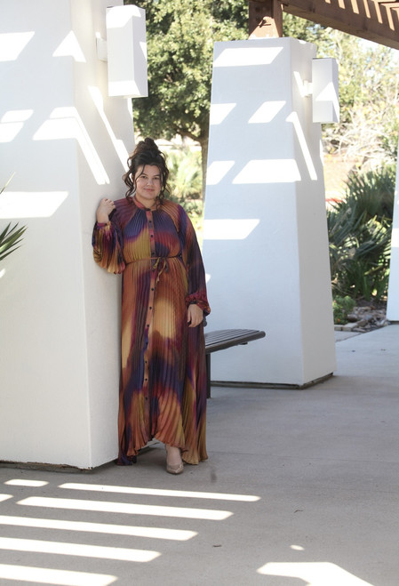 Selah Pleated Maxi Dress - Warm tones