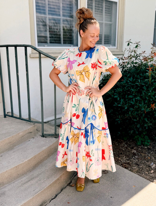 Bow Tiered Midi Dress