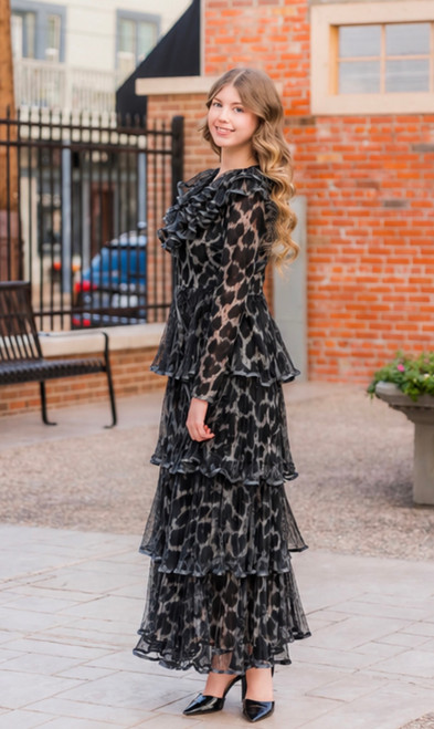 Leah Layered Dress - Gray Leopard