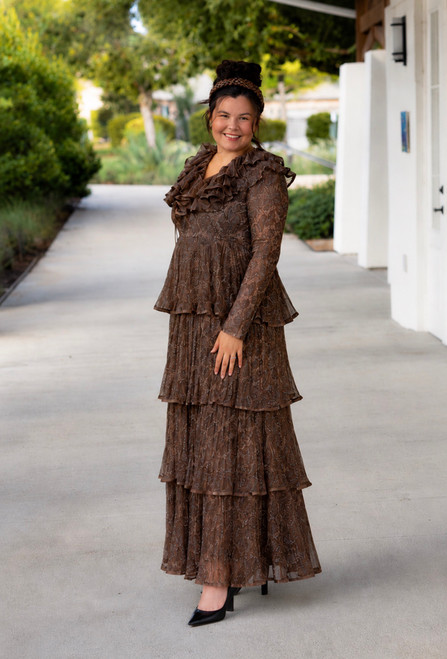 Leah Layered Dress - Brown Paisley