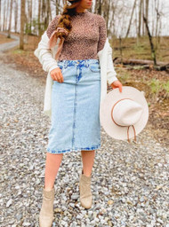 Holly Premium Denim Skirt -Indigo Acid Wash IN STOCK