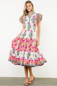 Flutter Sleeve Tiered Maxi Dress