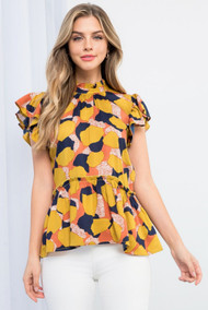 Printed Ruffle Top