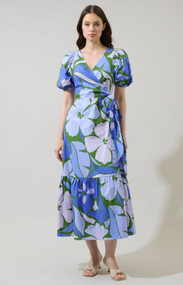 Floral Poplin Mid Wrap Dress