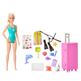 Barbie® bebekler ve aksesuarlar, 10'dan fazla parçalı deniz biyoloğu bebek (sarışın) ve taşınabilir laboratuvar oyun seti HMH26