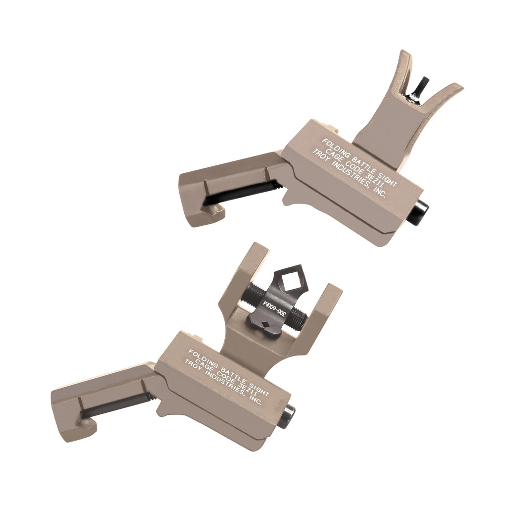 Troy Folding Offset Sight Set, M4 Front and Dioptic Rear - FDE