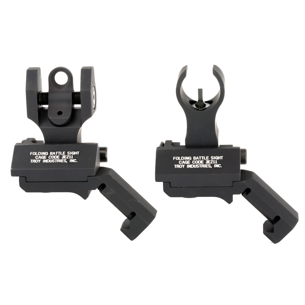 Troy Folding Offset Sight Set, HK Front and Round Rear - Black