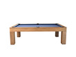 Side profile view of Paula Parsons pool table showing clean lines and maple wood grain