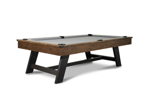 Nixon Billiards Hunter 8' Pool Table w/ Metal Legs | Brushed Walnut Finish Slate Pool Table – 3/4 perspective view