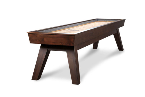 Doc & Holliday George shuffleboard table in Antique Coffee finish, 3/4 angle view on white background
