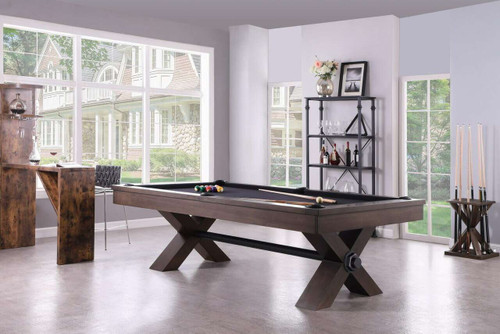 Voxwood Pool Table in Grey Walnut w/Premium Billiard Accessories Plank & Hide Co