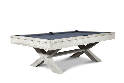 Nixon Billiards CrissyCross Slate Pool Table w/Dining Top Option in White Wash |FREE Shipping* Slate Pool Table – 3/4 perspective view