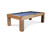 3/4 angled view of Doc & Holliday Paula Parsons pool table in distressed glazed maple finish