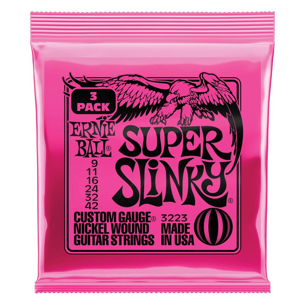 Ernie Ball Super Slinky Nickel Wound Electric Guitar Strings 3 Pack 9-42