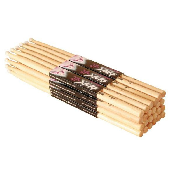 On-Stage 5B Nylon Tip Hickory Drum Sticks (12 Pairs)