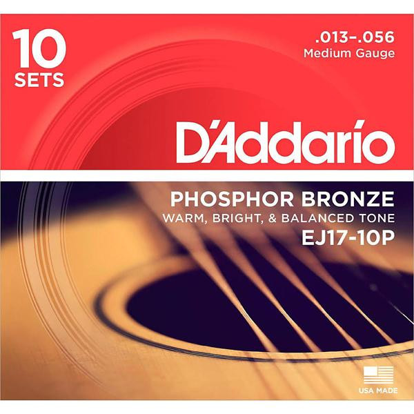 D'Addario EJ17 Acoustic Medium Guitar Strings 10-Pack