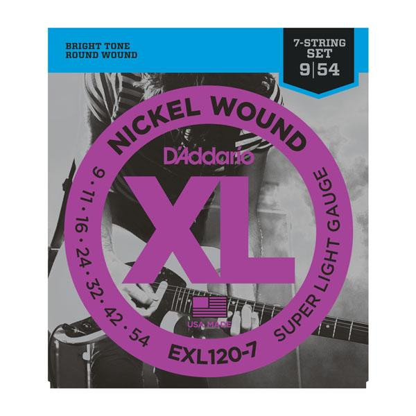 D'addario EXL120-7 Super Lite Electric Guitar Strings - 7-String 9-54