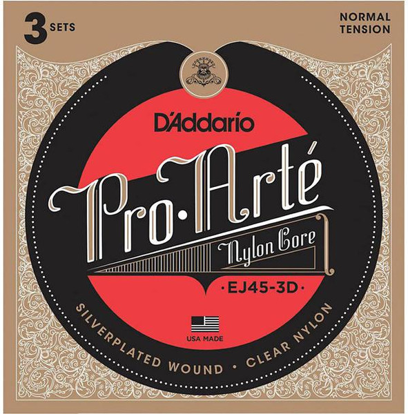D'Addario EJ45 Silver Classical Guitar Strings 3-Pack
