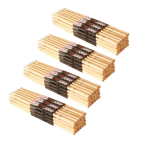 On-Stage 5B Nylon Tip Hickory Drum Sticks (48 Pairs)