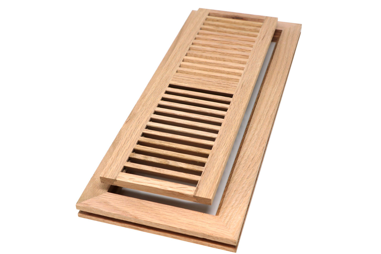 Floor Mechanics Red Oak 4" x 14" Wood Vent - Flush Mount No Damper