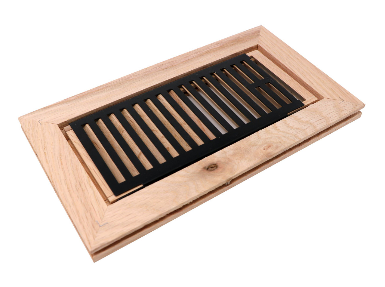 Floor Mechanics Red Oak 4" x 10" Wood Vent - Flush Mount w Damper