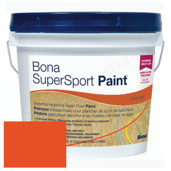 a bucket of Bona SuperSport Paint in the color orange