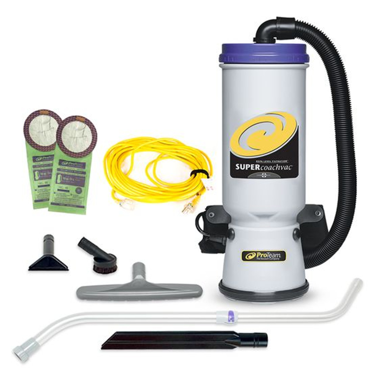 ProTeam Super CoachVac 10 qt. Backpack Vacuum w/ Xover Performance Telescoping Wand Tool Kit