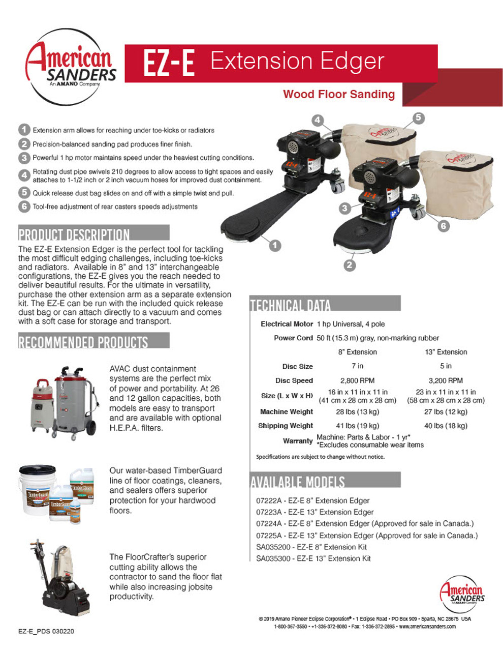 American Sanders EZ-E 8" Extension Kit