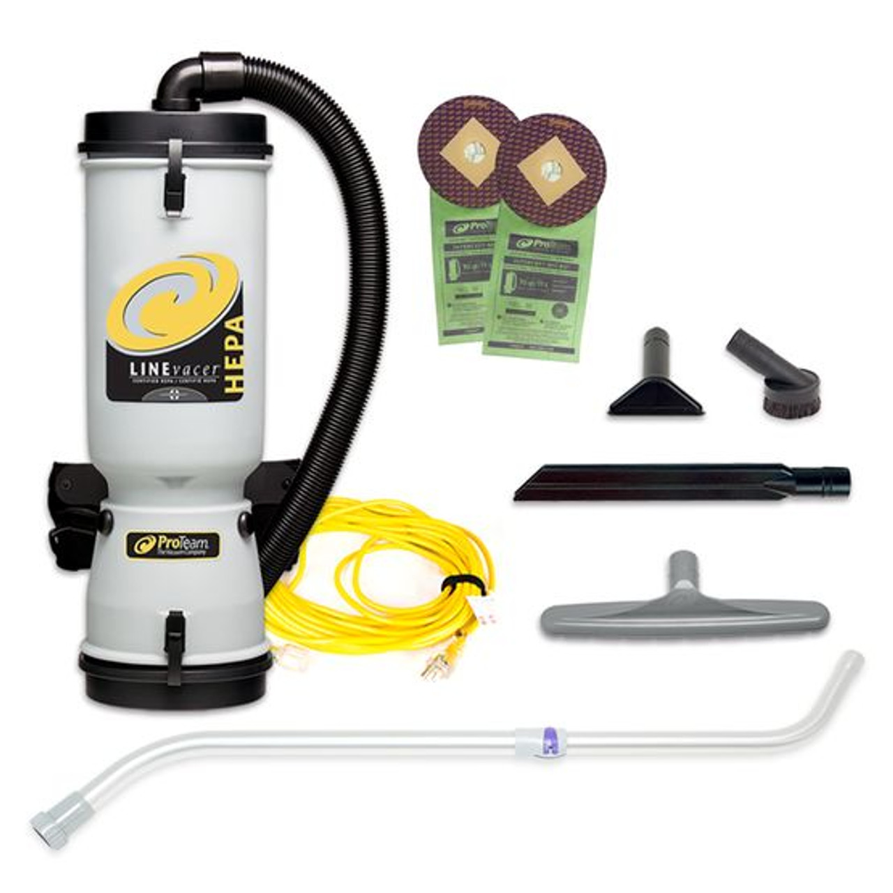 ProTeam LineVacer HEPA 10 qt. Backpack Vacuum w/ Xover Performance Telescoping Wand Tool Kit