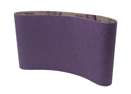 A purple 3M Regalite 7-7/8" x 29-1/2" floor sanding belt on a white background. A purple 3M Regalite 7-7/8" x 29-1/2" floor sanding belt on a white background.
