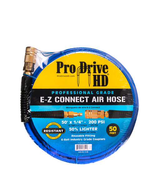 Blue braided E-Z Connect professional grade air hose with a ProDrive HD logo