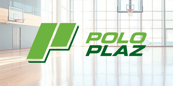 PoloPlaz logo on image of basketball court floor