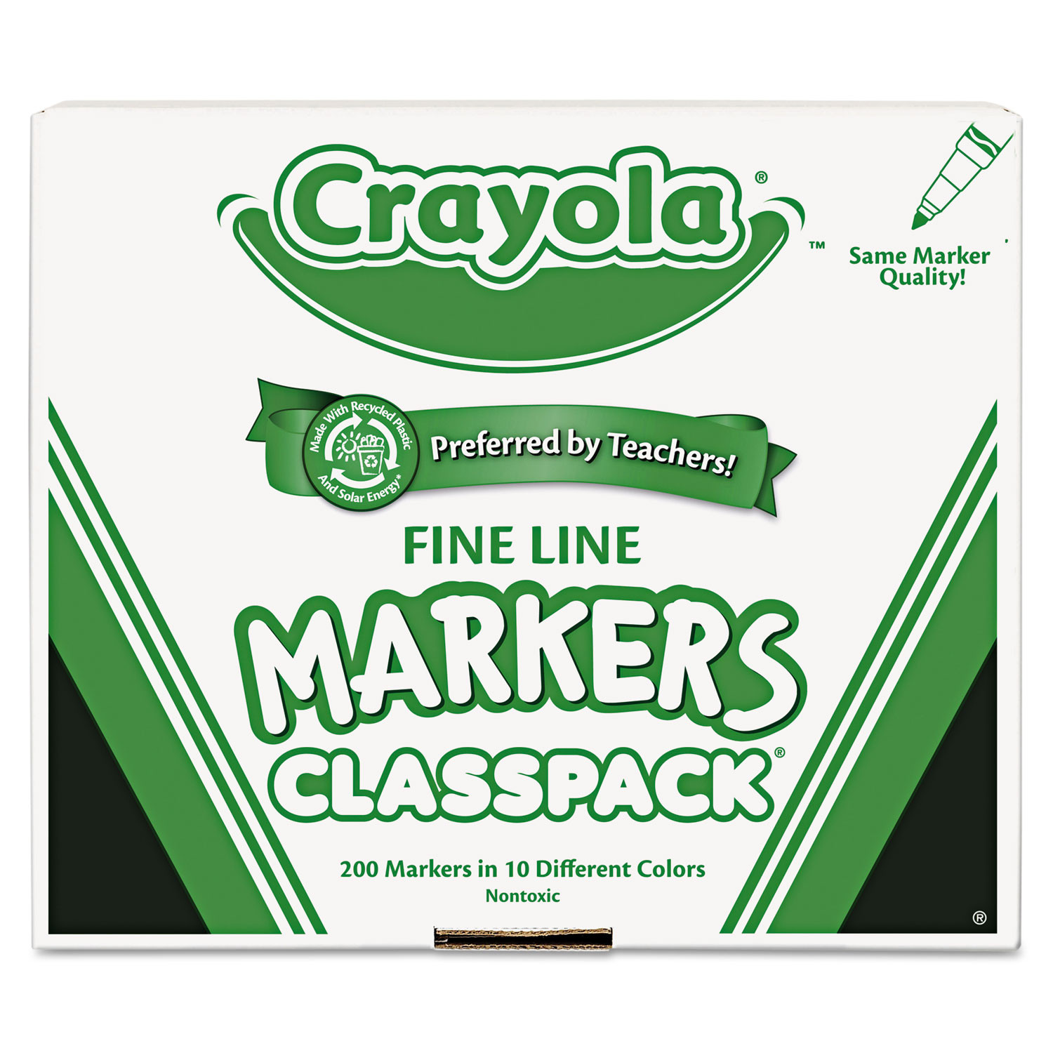 Ultra Clean Washable Fine Line Markers Classpack, 200 Count, 10 Colors