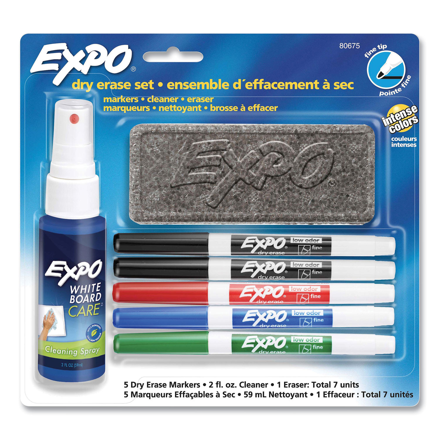 Low-Odor Dry Erase Marker Starter Set, Extra-Fine Bullet Tip
