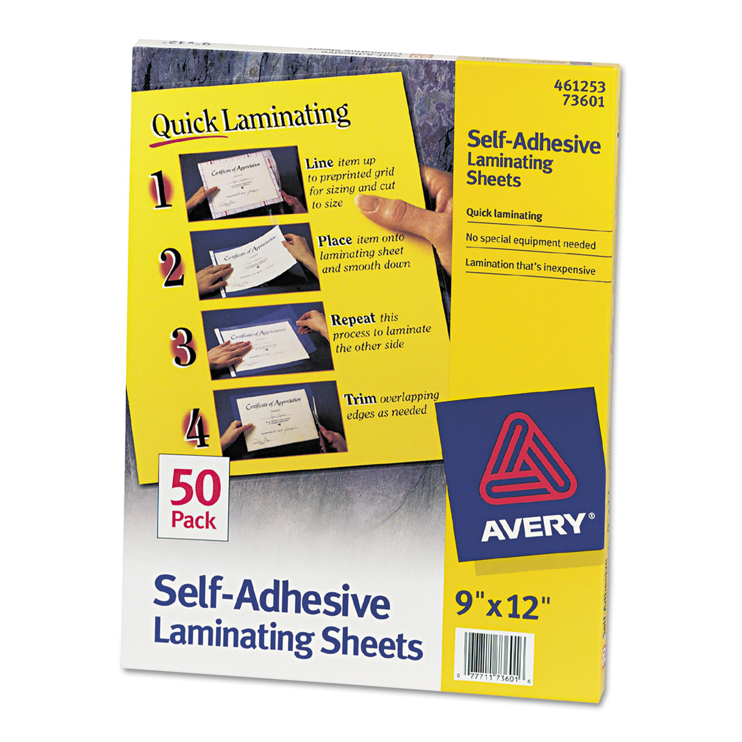 Fellowes Self Adhesive Laminating Sheets 9.25 x 12 3 mil Clear