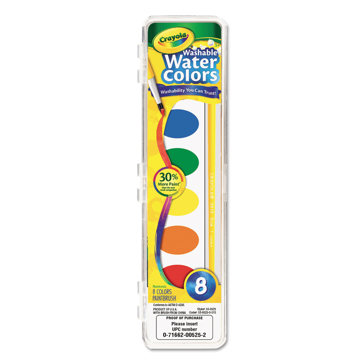Crayola Washable Watercolors, 16 Assorted Colors
