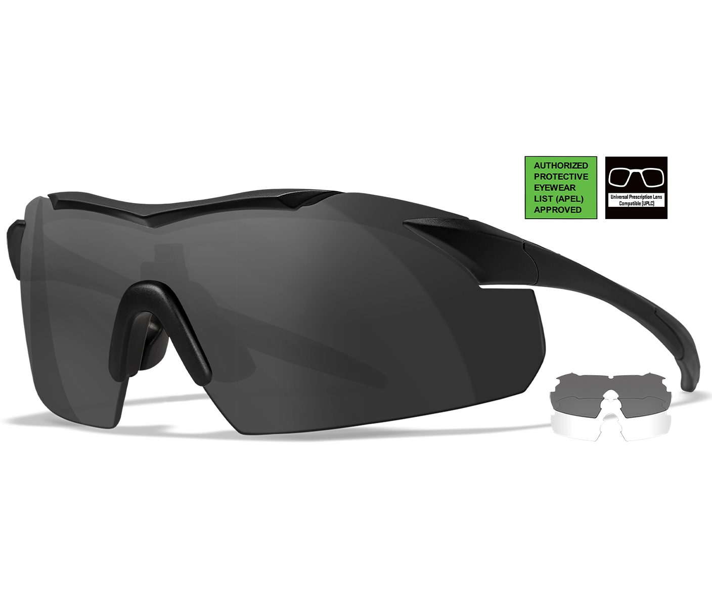 Wiley-X Vapor Safety Sunglasses, APEL Approved 2 Lens Package, 1 