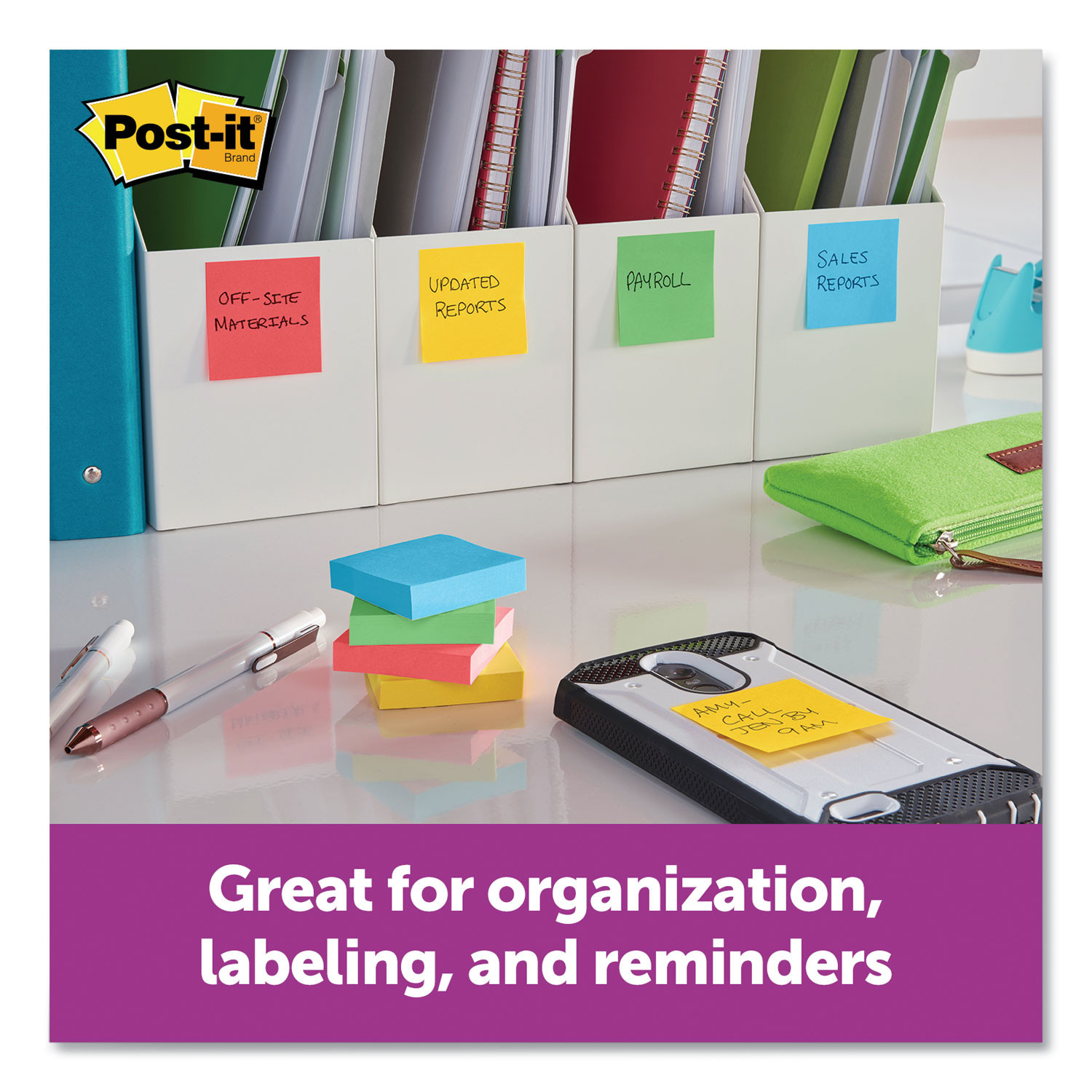 Post-it® Notes Super Sticky Pads in Playful Primary Collection Colors, 3 x  3, 90 Sheets/Pad, 5 Pads/Pack