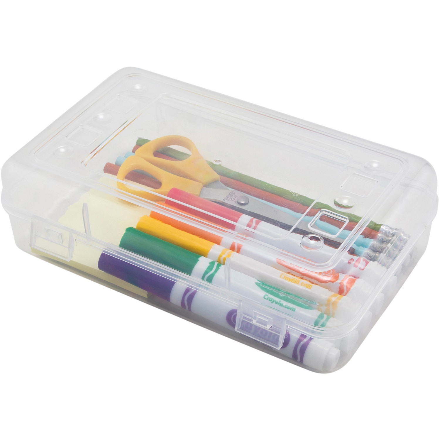 Gem Polypropylene Pencil Box with Lid, Polypropylene, 8.5 x 5.25 x 2.5,  Clear