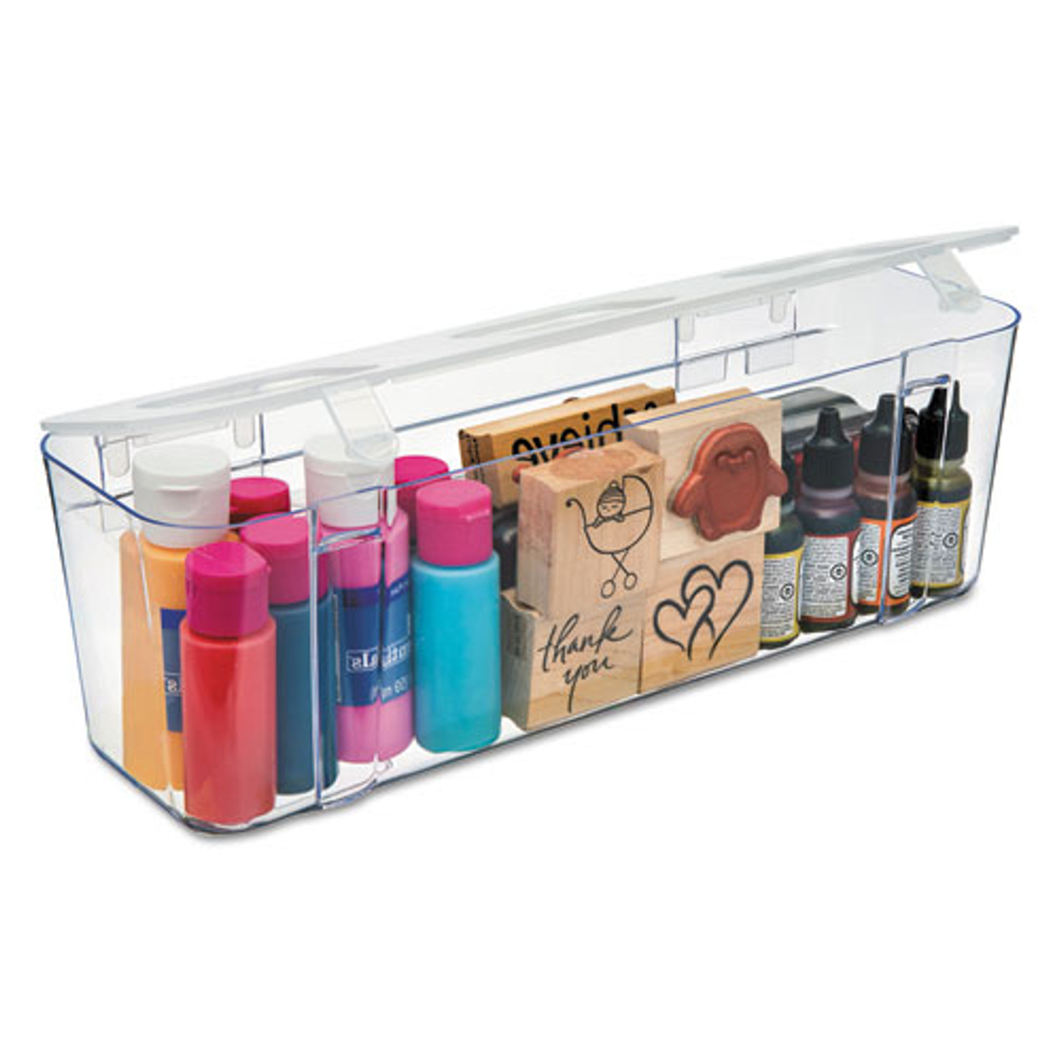 Deflecto White Caddy Organizer with Small Medium and Large Compartments