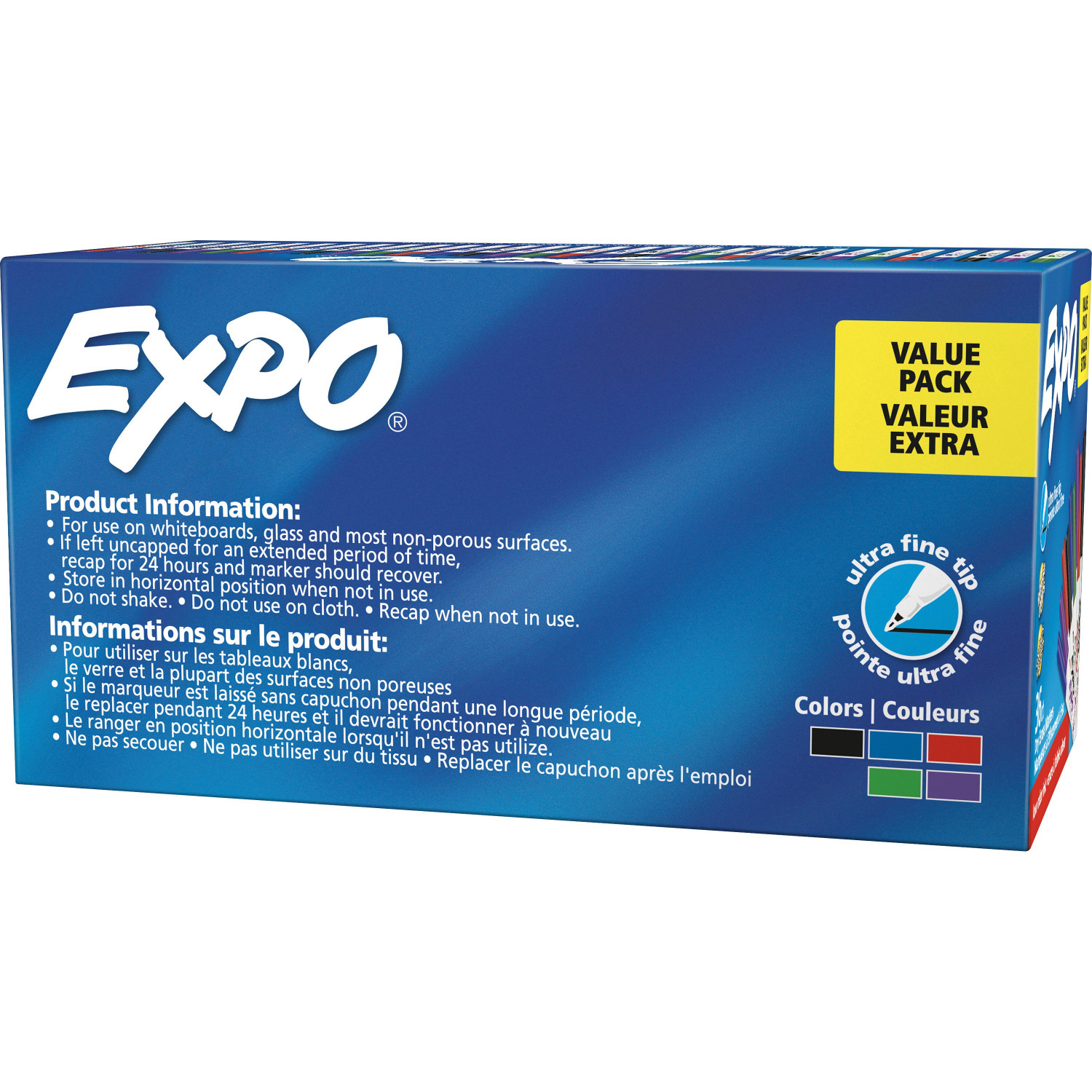 Expo Low-Odor Dry Erase Marker Office Pack, Extra-Fine Needle Tip, Assorted Colors, 36/Pack