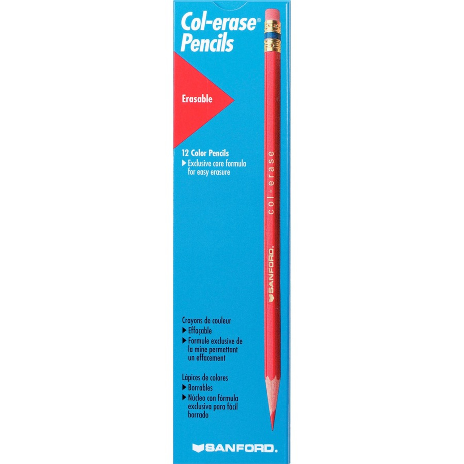 Col-Erase Pencil with Eraser, 0.7 mm, 2B, Assorted Lead and Barrel