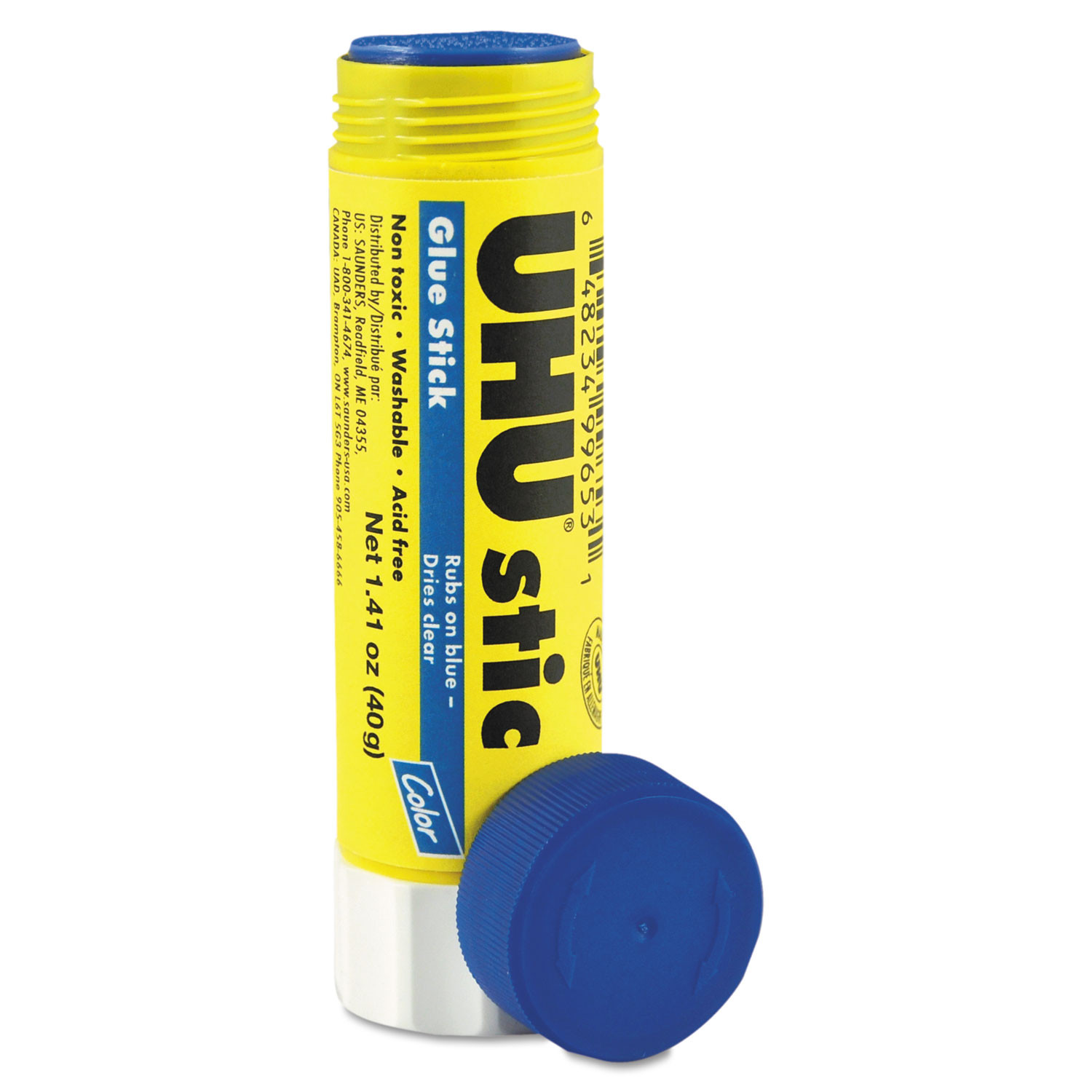 Uhu Stic Permanent Glue Stick, 1.41 Oz, Applies Blue, Dries Clear