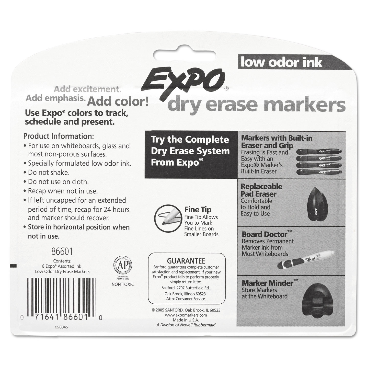 Low-Odor Dry-Erase Marker, Extra-Fine Bullet Tip, Assorted Colors