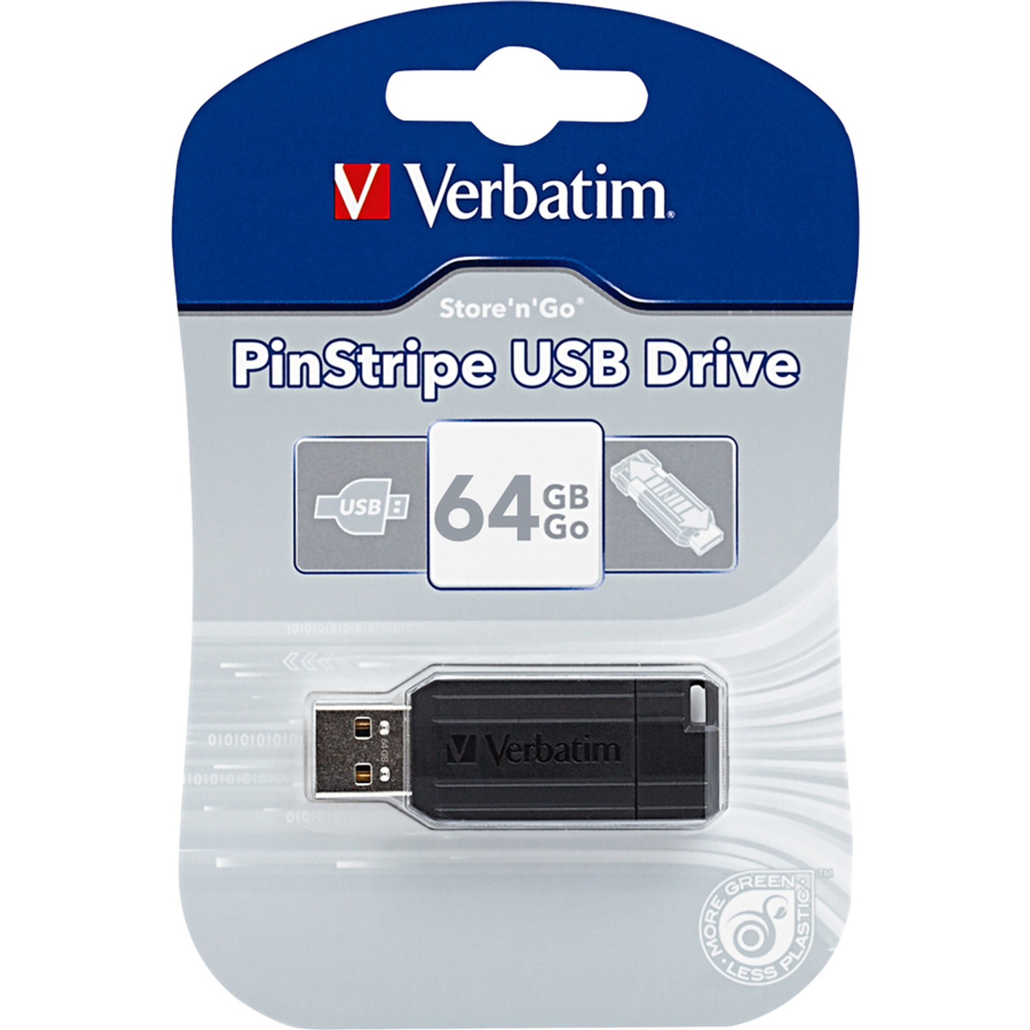 atlet kaskade petroleum Verbatim 64GB Pinstripe USB Flash Drive - Black (VER49065) - Envision Xpress