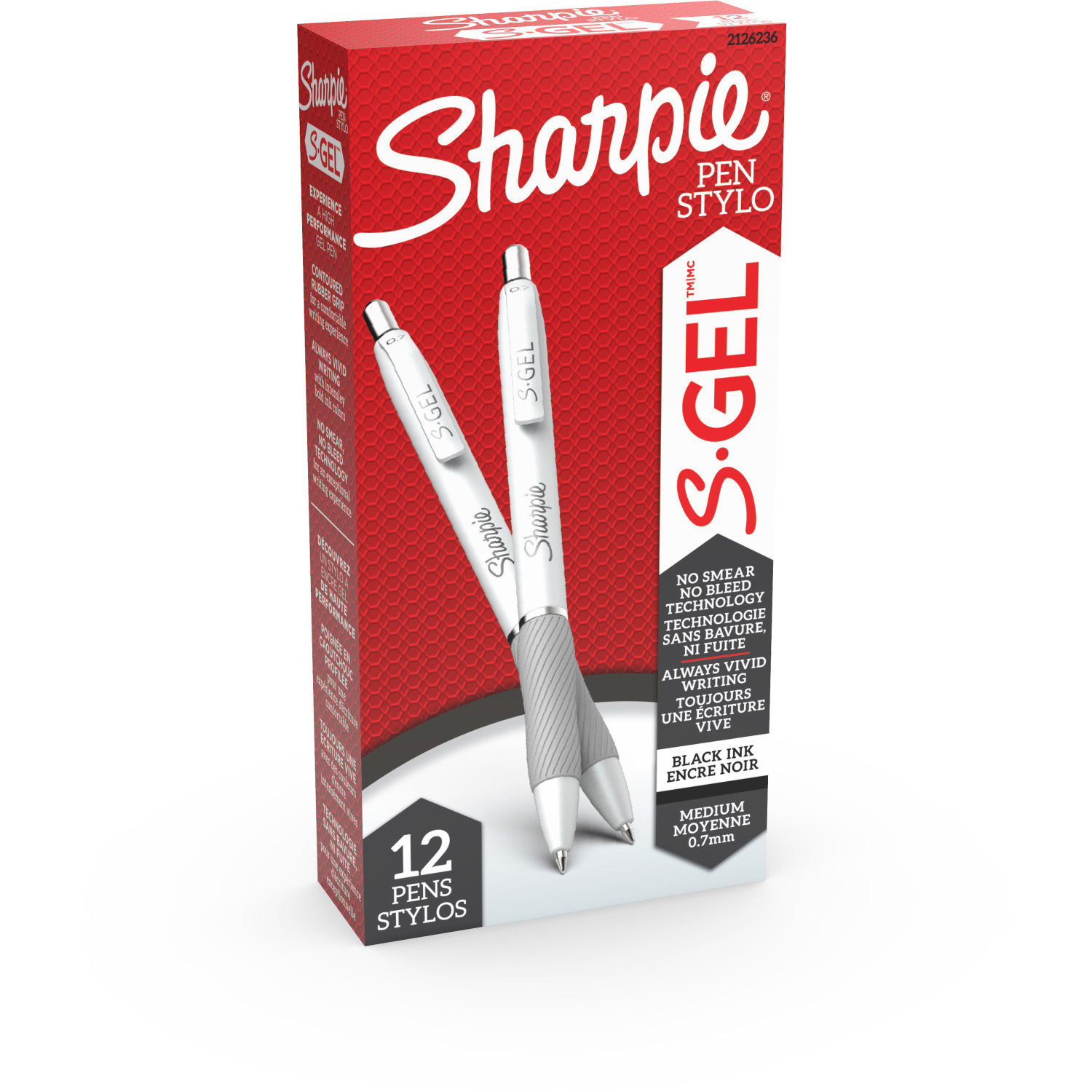 Sharpie® S-Gel™ S-Gel High-Performance Gel Pen, Retractable, Bold 1 mm, Red  Ink, Black Barrel, Dozen