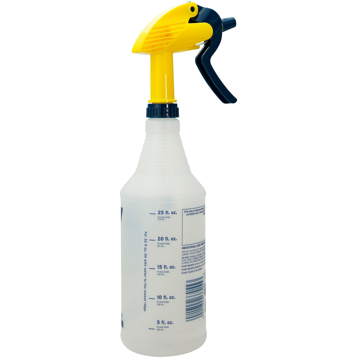 Zep Professional Spray Bottle, 32 oz, Blue, Gold Clear, 36/Carton
