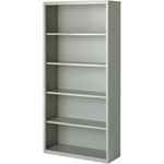 Lorell Fortress Series Bookcase - 34.5" Width x 13" Depth x 72" Height - 5 x Shelf(ves) - Light Gray - Powder Coated - Steel Product Image 